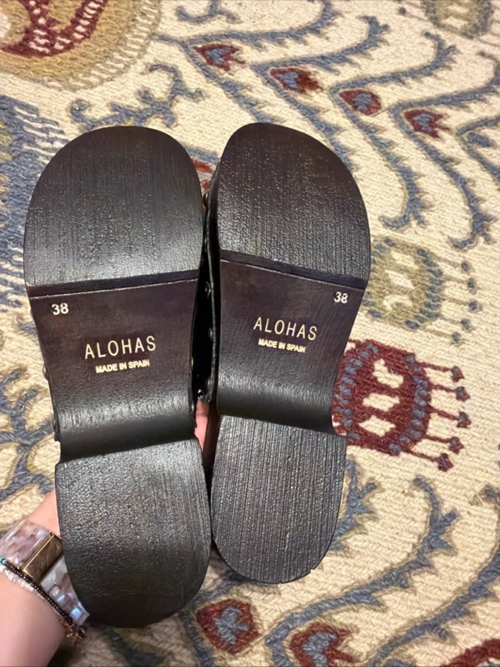 Free People Alohas Black Harley Clogs Size 38 Women’s Leather Free People NWOB - Picture 6 of 6